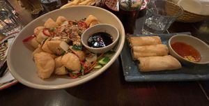 Crispy tofu bowl and spring rolls  at Vietnamese Street Kitchen in Birmingham