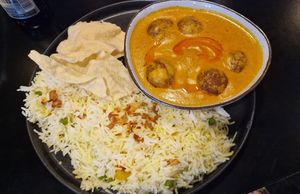 Vegan koftas in coconut curry sauce at The Tiffin Box in St Julians