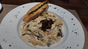 Fetuccine with wild mushrooms at KOVE in Coimbatore