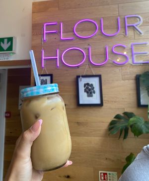 Iced caramel oat latte   at Flour House in Bristol