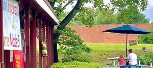 Minimal indoor seating, picnic tables outside.  at Salsa Street Grill in Madison