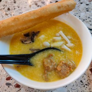 Golden Pumpkin porridge with Trio mushroom at The Hainan Story 海南寶 -Jln Sultan in Central Singapore