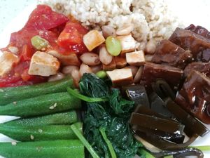 A plate of food from the buffet. at Vegetarian Home - 素食之家 in Hualien