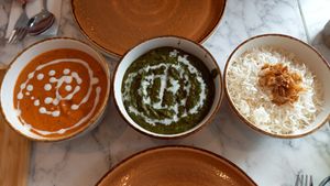 Curries and rice at Kisaan Restaurant and Patisserie in The Hague