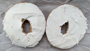plain bagel with Cultured Kindness cashew spread at Daydreamer Coffee in Portland