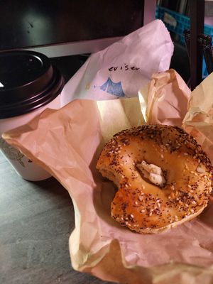 Bagel with Cultured Kindness at Daydreamer Coffee in Portland