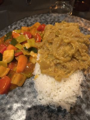 Yassa with rice  at Balafon in Milan