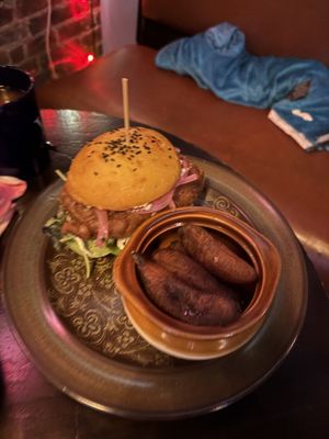 Fish Sando with fried plantains  at The Cannon in New Haven