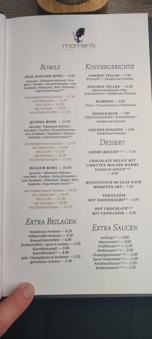 Speisekarte at Moments in Celle