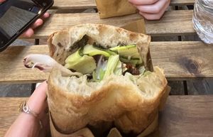 the best vegan sandwich (truffle spread, zucchini, salad and sun dried tomatoes🤩)   at I' Girone De' Ghiotti in Florence