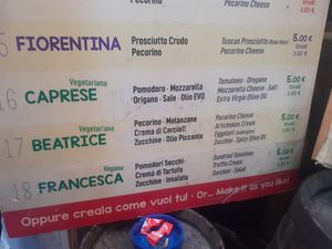 Menu (vegan) at I' Girone De' Ghiotti in Florence