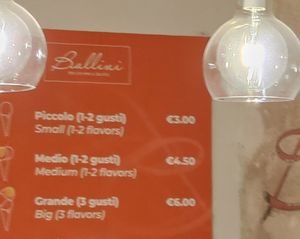Prices at Gelateria Ballini in Verona