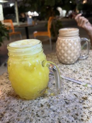 Chocolate pb smoothie and piña agua del dia   at Lit in Puerto Vallarta