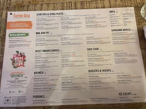 Food menu   at Turtle Bay in Manchester