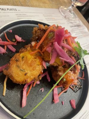 Sweetcorn fritters   at Turtle Bay in Manchester