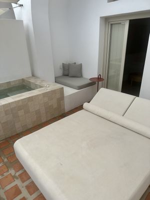 Private patio w/ jacuzzi   at Ethos Vegan Suites in Santorini