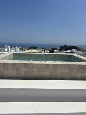 View from the dipping pool  at Ethos Vegan Suites in Santorini