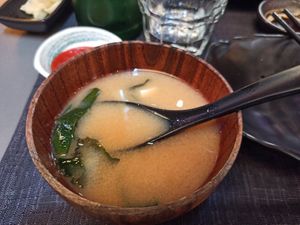 Vegan miso soup at Domò in Rome