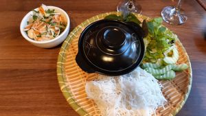 Vegan chicken with crunchy veg and side of pickles at Hanoi Hanoi in Dublin