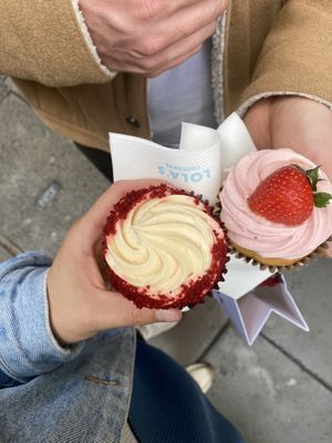 Red velvet and strawberry   at Lola's Cupcakes - Covent Garden in London
