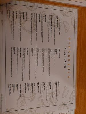 Menu at Barakokula in Split