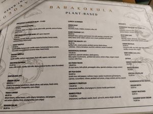 Menu at Barakokula in Split