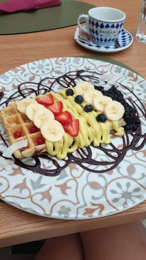 Delicious waffle and very filling. You would never think it was vegan - so light and fluffy! Really friendly staff too. at Barakokula in Split
