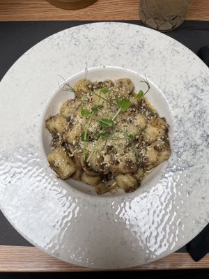 Gnocchi with truffles, mushrooms and permasan (vegan).  at Barakokula in Split