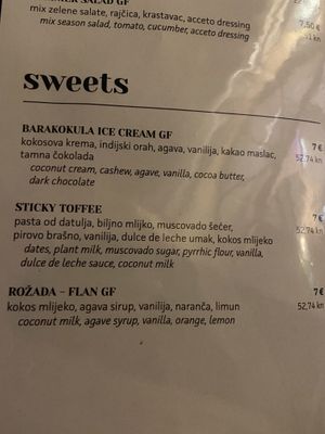 Menu dolci  at Barakokula in Split