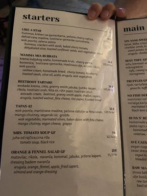 Menu antipasti  at Barakokula in Split