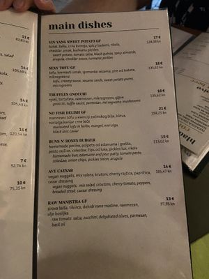 Menu main dishes  at Barakokula in Split