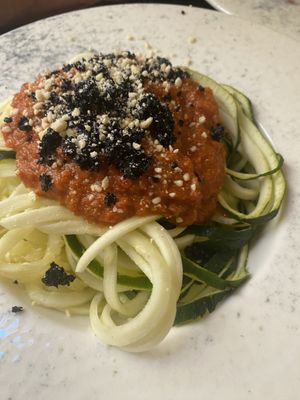 Raw zucchini zoodles   at Barakokula in Split