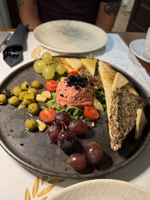 Tapas 42 €18 olives and cheese were really good, hummus was bland and not entirely sure the white bread was 'homemade’  at Barakokula in Split