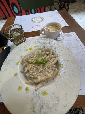 Trufffle pasta and coffee  at Barakokula in Split