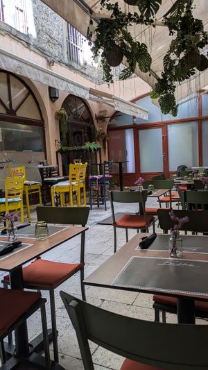 Exterior seating under cover at Barakokula in Split