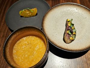 Amuse bouches and soup at JOLA in Vienna