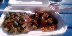 Vegan breakfast stack ( my camera was having a moment so apologies for the soft focus!) at Little Rock Cafe in Isle Of Arran