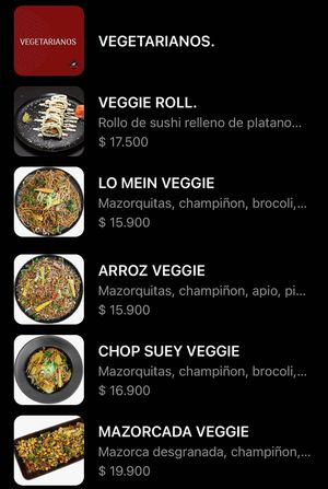 Vegetarian menu / Menú vegetariano
 at Al Wok in Zipaquira