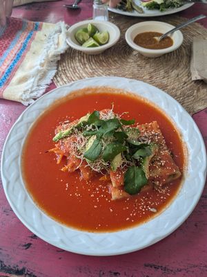 Tomatladas at Restaurante Arugula in Oaxaca