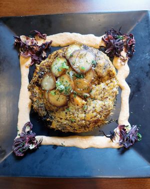 Scallops with sweet potato risotto (entree), large portion at The Volstead by Unity in Philadelphia