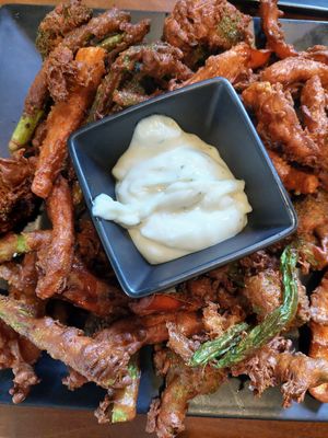 Tempura veggies with garlic mayo, HUGE portion at The Volstead by Unity in Philadelphia