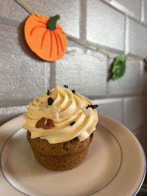 Pumpkin cupcake with cute Halloween sprinkles   at Julie's Cafe in Gothenburg