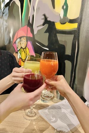 Cold pressed juice on the drink menu - yay! 😍 (The spicy lemon was the best!)  at Yasuragi  in Saltsjo-boo