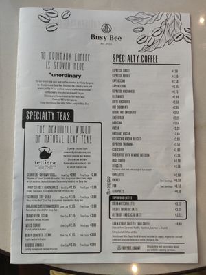 Extra charge for plant based milks at Busy Bee Cafe in Sliema