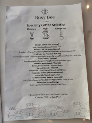 Interesting choices for coffee at Busy Bee Cafe in Sliema