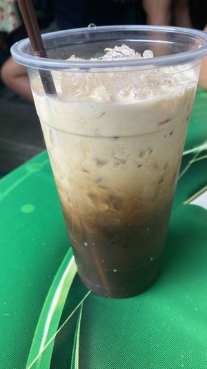 They’ll make a custom coconut cream coffee for you! 40baht  at Jeng Noodle Thai Food & Vegetarian Food  in Bangkok