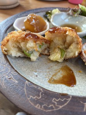 Vegan corokke  at earth tree cafe MONTO in Kisarazu