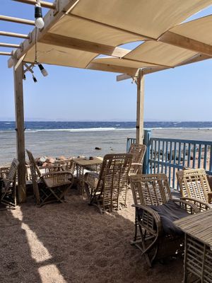 Outdoor seating  at Coffee Wheel in Dahab
