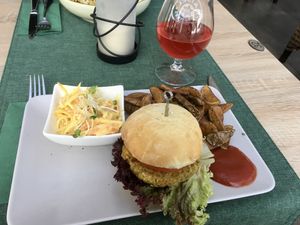Veggie burger (vegan)  at Gerome's Canadian Restaurant and Lounge in Gottenheim