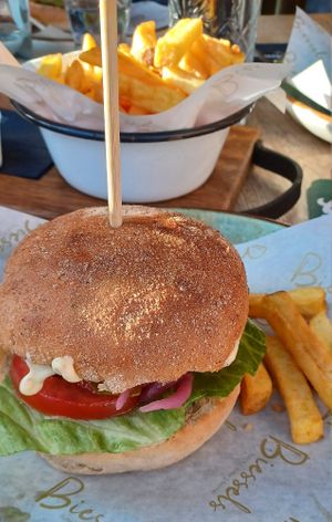 Beyond Burger, fries, vegan mayonaise at Biessels in Nijmegen